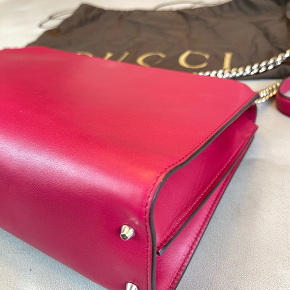 Gucci GG Logo Pink Leather Shoulder Bag Crossbody - Picture 10 of 16